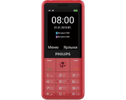 Мобильный телефон Philips E169 Xenium красный моноблок 2Sim 2.4