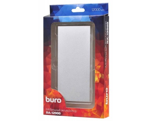 Мобильный аккумулятор Buro RA-12000-AL Li-Pol 12000mAh 2.1A+1A серебристый 2xUSB материал алюминий