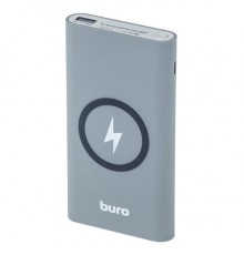 Мобильный аккумулятор Buro HG8000-WCH QC 3.0 Wireless Charge Li-Pol 8000mAh 3A черный 2xUSB материал алюминий беспроводная зарядка                                                                                                                        