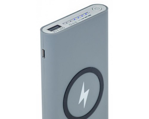 Мобильный аккумулятор Buro HG8000-WCH QC 3.0 Wireless Charge Li-Pol 8000mAh 3A черный 2xUSB материал алюминий беспроводная зарядка