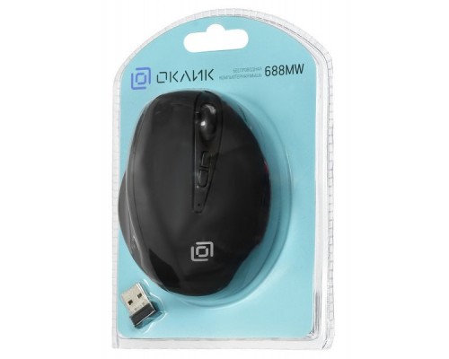 Мышь Oklick 688MW ERGO черный оптическая (1600dpi) беспроводная USB (8but)