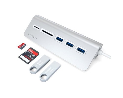 Разветвитель (USB-хаб) Satechi Type-C Aluminum USB Hub & Micro/SD Card Reader