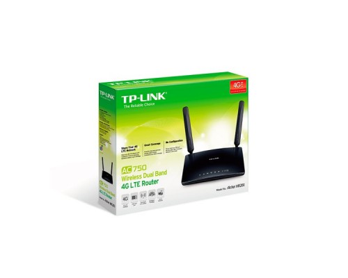TP-Link Беспроводный двухдиапазонный 4G LTE-маршрутизатор Archer MR200, (433Мбит/с на 5 ГГц + 300Мбит/с на 2,4 ГГц) 2T2R, 3 порта 100 Мбит/с, 1 порт WAN 100 Мбит/с, 1 слот для SIM-карты