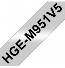 Лента для печати наклеек черным на матовом серебристом фоне Brother HGeM951V5, 24 мм, 5 шт                                                                                                                                                                