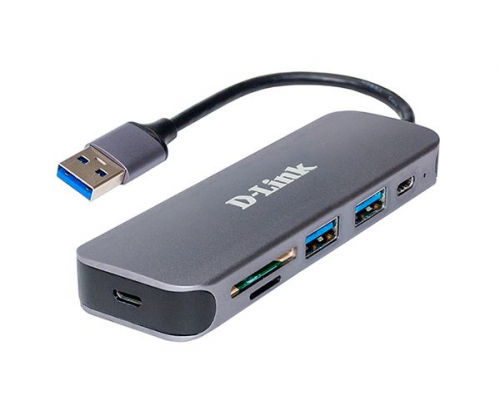 Разветвитель USB-портов, концентратор D-Link DUB-1325/A1A, 2-port USB 3.0, USB Type-C port, SD and microSD card slots Hub.2 downstream USB type A (female) ports, 1 downstream USB type C (female) port, 1 upstream USB type A (male), 1 SD