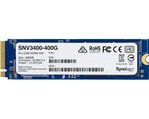 Диск для сервера SSD PCIe  Synology SSD SNV3000 Series PCIe 3.0 x4 ,M.2 2280, 400GB, R3100/W550 Mb/s, IOPS 205K/40K, MTBF 1,8M