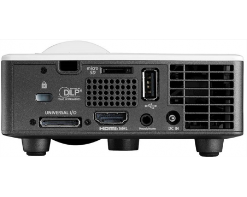 Проектор Optoma ML1050ST (DLP, WXGA(1280x800), LED 1000Lm, 20000:1, HDMI+MHL, VGA, micro SD-карта, USB-A, Audio-Out 3.5mm,  1*1W speaker, Mobile - 0.42кг)