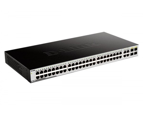 Коммутатор D-Link DGS-1052/A1A, L2 Unmanaged Switch with 48 10/100/1000Base-T and 4 100/1000Base-T/SFP combo-ports. 16K Mac address, 802.3x Flow Control, Auto MDI/MDI-X, 802.1p QoS, D-Link Green technology, Me