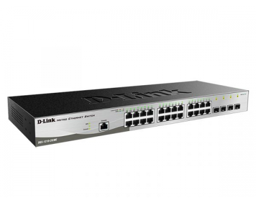 Коммутатор управляемый D-Link DGS-1210-28/ME/DC/A2A, L2 Managed Switch with 24 10/100/1000Base-T ports and 4 1000Base-X SFP ports.16K Mac address, 802.3x Flow Control, 4K of 802.1Q VLAN, 802.1p Priority Queues, Traffic Seg