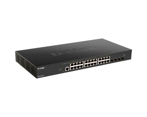 Коммутатор управляемый D-Link DXS-1210-28T/A1A, L2+ Smart Switch with 24 10GBase-T ports and 4 25GBase-X SFP28 ports.32K MAC address, 680Gbps switching capacity, 802.3x Flow Control, 802.3ad Link Aggregation, 4K of 802.