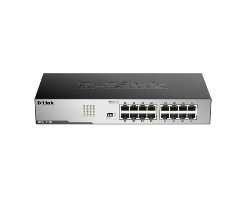 Коммутатор D-Link DGS-1016D/I1A, L2 Unmanaged Switch with 16 10/100/1000Base-T ports8K Mac address, Auto-sensing, 802.3x Flow Control, Auto MDI/MDI-X for each port, Jumbo frame 9K, 802.1p QoS, D-Link Green techn