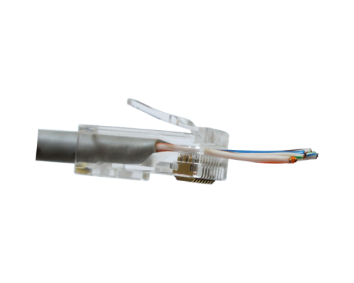 Коннектор RJ45 тип EZ, 8P8C, UTP, Cat.5e, универсальный, со вставкой, покрытие 50 микрон,100 шт.