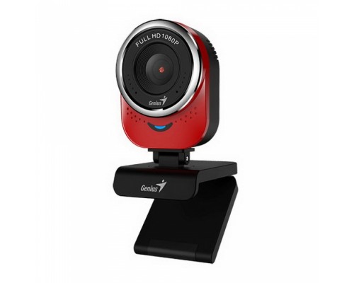 Веб-камера Genius QCam 6000 Red [32200002401] красная, 2Mp, FHD 1080p@30fps, угол обзора 90°, поворотная 360°, универсальный держатель, USB2.0, кабель 1.5м