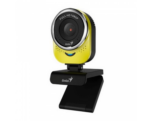 Веб-камера Genius QCam 6000 Yellow [32200002403] желтая, 2Mp, FHD 1080p@30fps, угол обзора 90°, поворотная 360°, универсальный держатель, USB2.0, кабель 1.5м