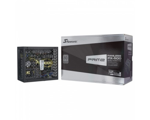 Блок питания ПК PRIME Fanless PX-500 SSR-500PL Active PFC 0.99; Модульный, МВ (20+4), 2xCPU(4+4),2xPCI-E(6+2),8xSATA,3xMolex,1xMolex to SATA 3.3 Adapter,DC to DC, 50-60 Гц,  защиты OPP/OVP/UVP/ OCP/OTP/SCP, MTBF>150000 ч