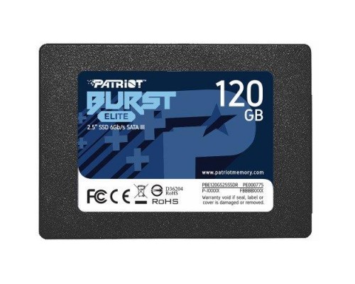 Жесткий диск SSD PATRIOT Burst Elite 120Гб Наличие SATA 3.0 3D NAND Скорость записи 320 Мб/сек. Скорость чтения 450 Мб/сек. 2,5