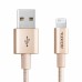 Кабель USB Cable ADATA Lightning-USB AMFIAL-1MK-CGD 1m, Aluminum casings, Sync & Charge, Fast charging up to 2.4A, Apple MFi-certified, Gold, RTL