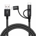 Кабель USB Cable ADATA Lightning-USB AMCL23IN1-1MK-CBK 1m, 3-in-1: Lightning, microUSB, USB 2.0 Type A, USB-C, 2.4A-rated copper wires, Apple MFi-certified, Black, RTL