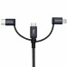 Кабель USB Cable ADATA Lightning-USB AMCL23IN1-1MK-CBK 1m, 3-in-1: Lightning, microUSB, USB 2.0 Type A, USB-C, 2.4A-rated copper wires, Apple MFi-certified, Black, RTL