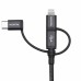 Кабель USB Cable ADATA Lightning-USB AMCL23IN1-1MK-CBK 1m, 3-in-1: Lightning, microUSB, USB 2.0 Type A, USB-C, 2.4A-rated copper wires, Apple MFi-certified, Black, RTL