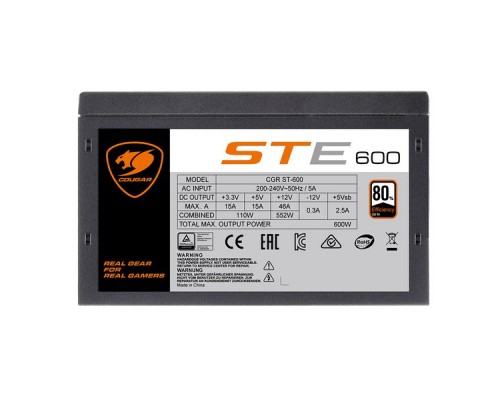 Блок питания Cougar STE 600 (Разъем PCIe-2шт,ATX v2.31, 600W, Active PFC, 120mm Fan) [STE600] Retail