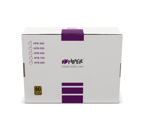 Блок питания HIPER HPB-550 (ATX 2.31, 550W, Active PFC, 80Plus BRONZE, 120mm fan, черный) BOX