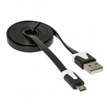 Кабель Defender USB2.0 USB08-03P AM-microBM черный, 1м., плоский кабель  (87475)                                                                                                                                                                          
