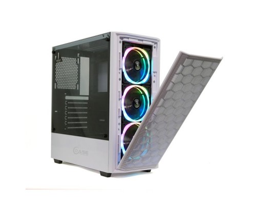 Корпус Powercase Alisio Mesh M3 White ARGB, Tempered Glass, 3х 120mm ARGB fan, fans controller & remote, белый, ATX  (CASMW-A3)