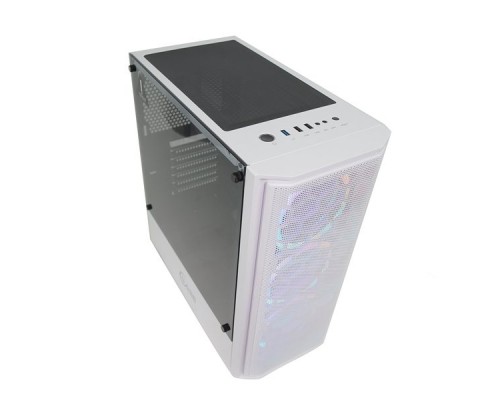 Корпус Powercase Alisio Mesh M3 White ARGB, Tempered Glass, 3х 120mm ARGB fan, fans controller & remote, белый, ATX  (CASMW-A3)