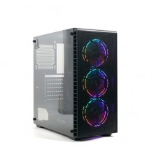 Корпус Powercase Attica Mesh S3 ARGB, Tempered Glass, 3х 120mm ARGB fan, fans controller & remote, черный, E-ATX  (CAMSB-A3)                                                                                                                              