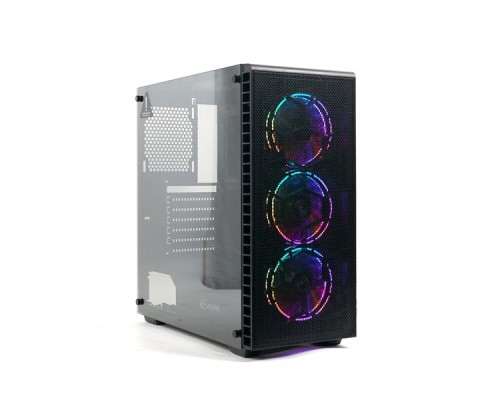 Корпус Powercase Attica Mesh S3 ARGB, Tempered Glass, 3х 120mm ARGB fan, fans controller & remote, черный, E-ATX  (CAMSB-A3)