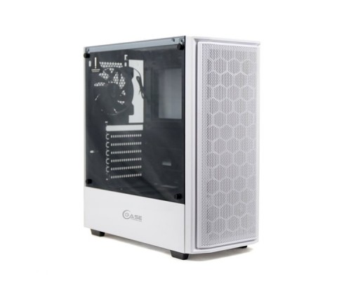 Корпус Powercase Alisio Mesh M White, Tempered Glass, 1х 120mm fan, белый, ATX  (CASMW-F1)