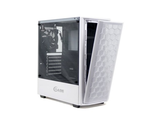 Корпус Powercase Alisio Mesh M White, Tempered Glass, 1х 120mm fan, белый, ATX  (CASMW-F1)