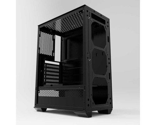 Корпус Powercase Maestro X3 Black, Tempered Glass, 2х 120mm fan + 1x 120mm 5-color fan, чёрный, ATX  (CMAXB-F2L1)