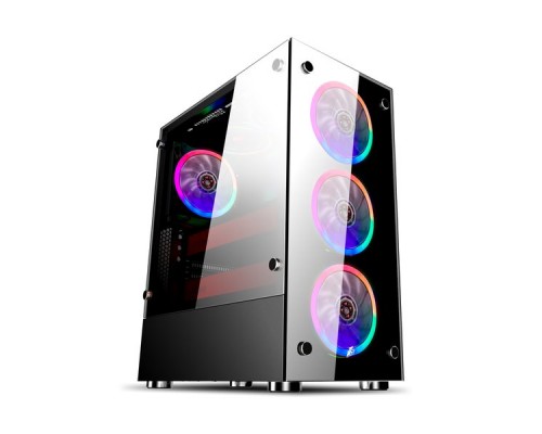 Корпус 1STPLAYER FIRE DANCING V6 / ATX, tempered glass side panels / 4x 120mm LED fans inc. / V6-4R1