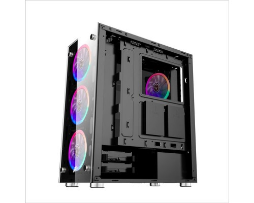 Корпус 1STPLAYER FIRE DANCING V6 / ATX, tempered glass side panels / 4x 120mm LED fans inc. / V6-4R1