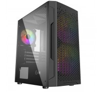 Корпус Powercase Mistral Micro Z3B Mesh LED, Tempered Glass, 2x 140mm + 1х 120mm 5-color fan, чёрный, mATX  (CMIMZB-L3)                                                                                                                                   