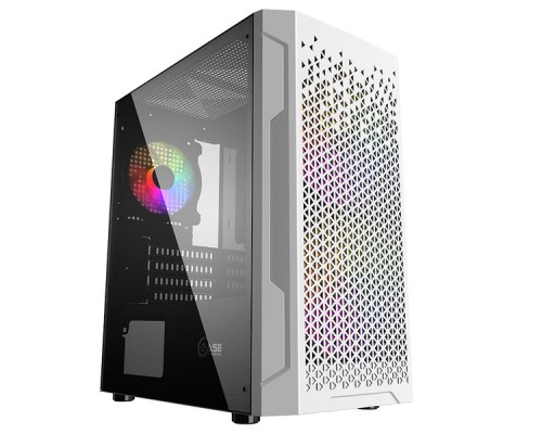 Корпус Powercase Mistral Micro Z3W Mesh LED, Tempered Glass, 2x 140mm + 1х 120mm 5-color fan, белый, mATX  (CMIMZW-L3)