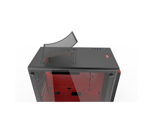 Корпус PHANTEKS Eclipse P300 Tempered Glass, Black-Red, RGB LED иллюминация, цельнометалический, Mid-Tower