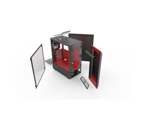 Корпус PHANTEKS Eclipse P300 Tempered Glass, Black-Red, RGB LED иллюминация, цельнометалический, Mid-Tower