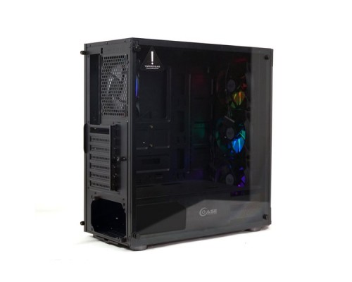 Корпус Powercase Attica Aluminium A4 ARGB, Tempered Glass, 3х 120mm fan + 1х 120mm ARGB fan, черный, E-ATX  (CAAB-F3A1)