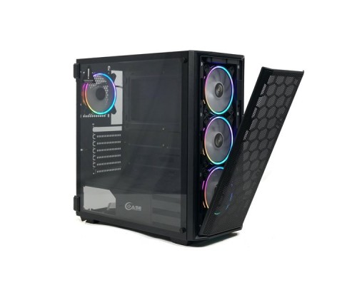 Корпус Powercase Attica Mesh M4 ARGB, Tempered Glass, 4х 120mm ARGB fan, fans controller & remote, черный, E-ATX  (CAMB-A4)