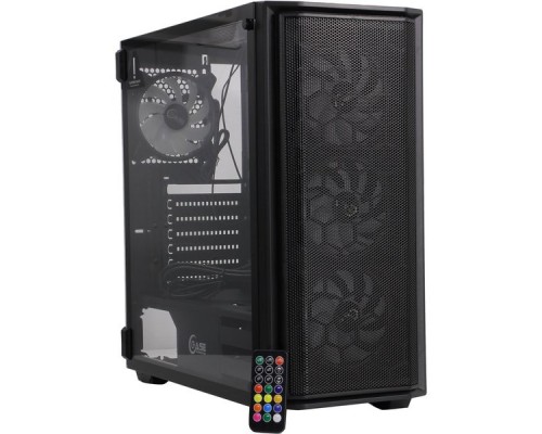 Корпус Powercase Attica Mesh M4 ARGB, Tempered Glass, 4х 120mm ARGB fan, fans controller & remote, черный, E-ATX  (CAMB-A4)