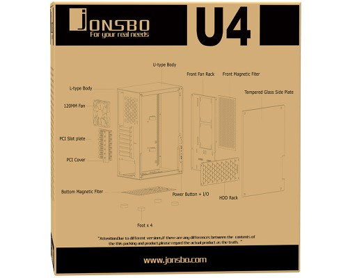 Корпус JONSBO U4 White без БП, боковая панель из закаленного стекла, mini-ITX, micro-ATX, ATX, белый