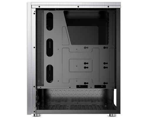 Корпус JONSBO C5 Silver без БП, боковая панель из закаленного стекла, mini-ITX, micro-ATX, ATX, серебристый