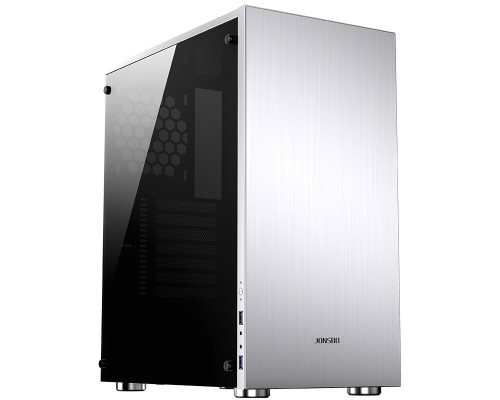 Корпус JONSBO C5 Silver без БП, боковая панель из закаленного стекла, mini-ITX, micro-ATX, ATX, серебристый