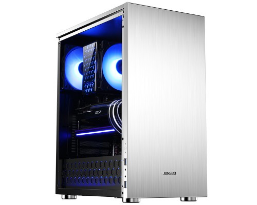 Корпус JONSBO C5 Silver без БП, боковая панель из закаленного стекла, mini-ITX, micro-ATX, ATX, серебристый