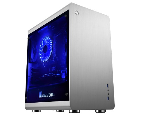 Корпус JONSBO RM3 Silver без БП, боковая панель из закаленного стекла, mini-ITX, micro-ATX, серебристый