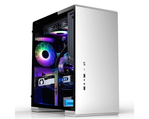 Корпус JONSBO U5 Silver без БП, боковые панели из закаленного стекла, mini-ITX, micro-ATX, ATX, серебристый