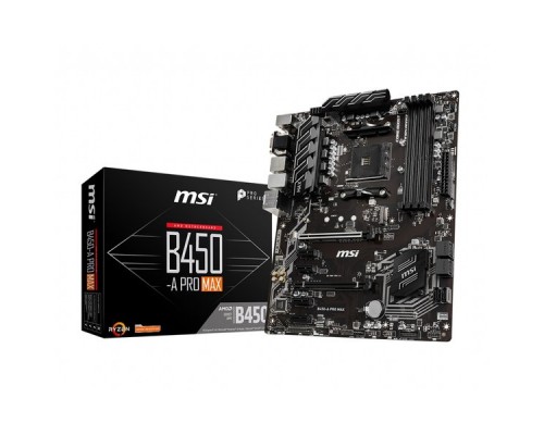 Материнская плата MSI B450-A PRO MAX / AMD B450 AM4 4xDDR4-4133 6xSATA 1xM.2 VGA DVI HDMI / ATX